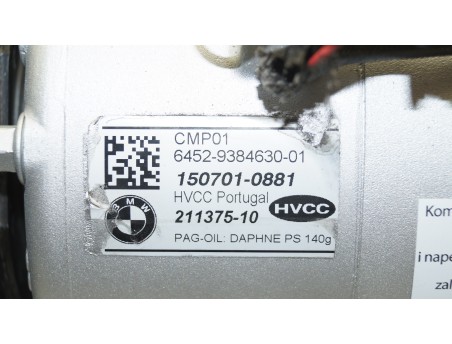 AC Compressor BMW 1/2/5/6/7/X1/X2/X3/X4/X5 MINI 64529384630-01