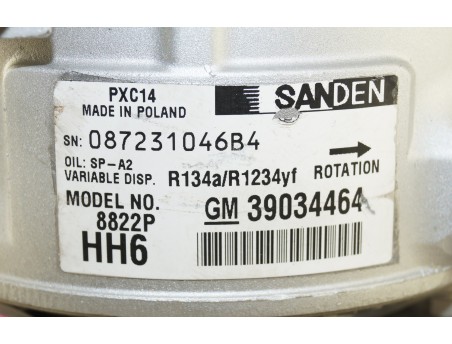 AC Compressor OPEL ANTARA A ASTRA K INSIGNIA A/B 14- 39034464 8822P