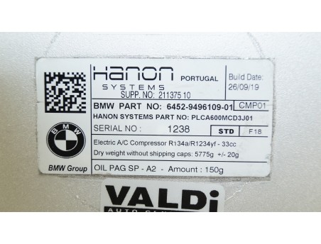 BMW 2/3/5/I3/I8/X1/X2/X3/X5 MINI Hybryda 64529496109-01 KOMPRESOR