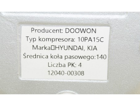 HYUNDAI KIA 12040-00308 KOMPRESOR