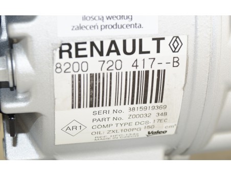 AC Compressor RENAULT LAGUNA III 1.5 1.6 8200720417