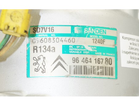AC Compressor BERLINGO C5 XSARA ULYSSE PHEDRA 307 607 BIPPER 9646416780 1240F