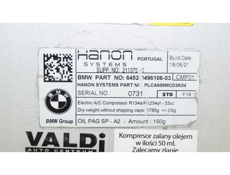 Klimakompressor BMW 2 3 5 7 X1 X3 X5 MINI Hybrid 64529496106-03
