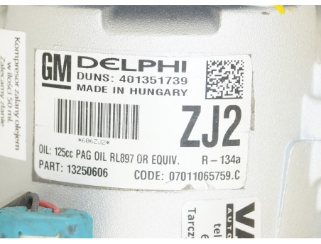 AC Compressor OPEL ASTRA J MERIVA B 09- 1.3 1.7 CDTI 13250606