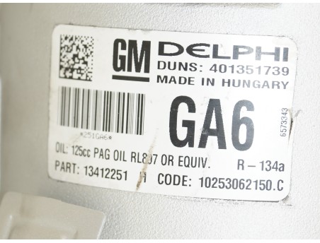 AC Compressor ASTRA J MERIVA B ZAFIRA 13412251, GA6