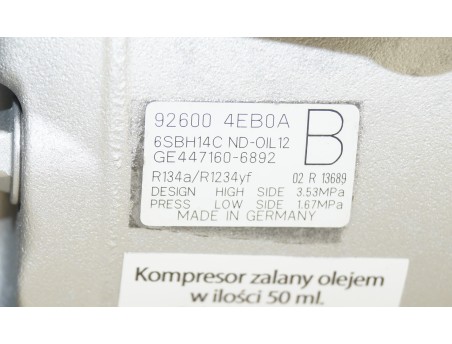 Klimakompressor TALISMAN KOLEOS II KADJAR QASHQAI 926004EB0A
