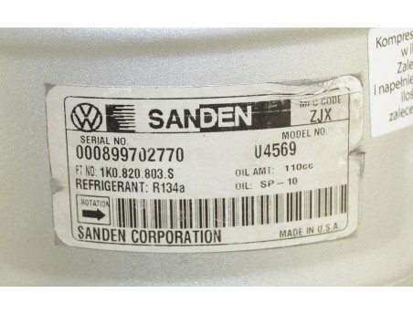 AC Compressor AUDI SEAT SKODA VW 1K0820803S PXE16-U4569