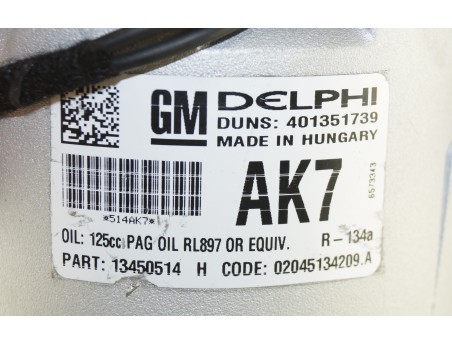 Klimakompressor OPEL ASTRA J CASCADA MERIVA B ZAFIRA TOURER C 13450514, AK7