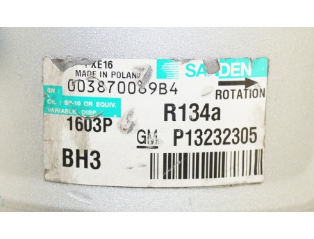 AC Compressor OPEL INSIGNIA A (G09) SAAB 9-5 1.6 2.0 P13232305, 1603P, BH3