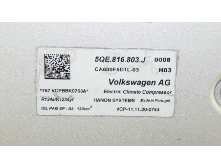 AC Compressor AUDI A3 SEAT LEON MII E-CITIGO VW GOLF VII PASSAT B8 5QE816803J