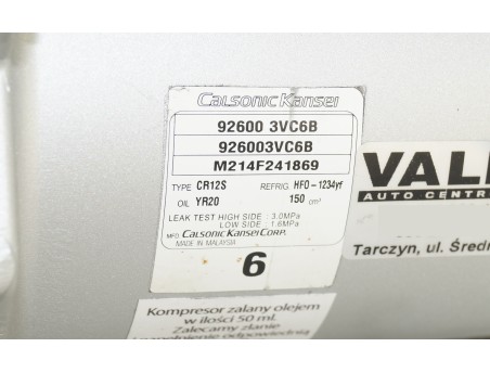 NISSAN NOTE E12 MICRA K14 PULSAR JUKE 1.5 DCI 926003VC6B KOMPRESOR